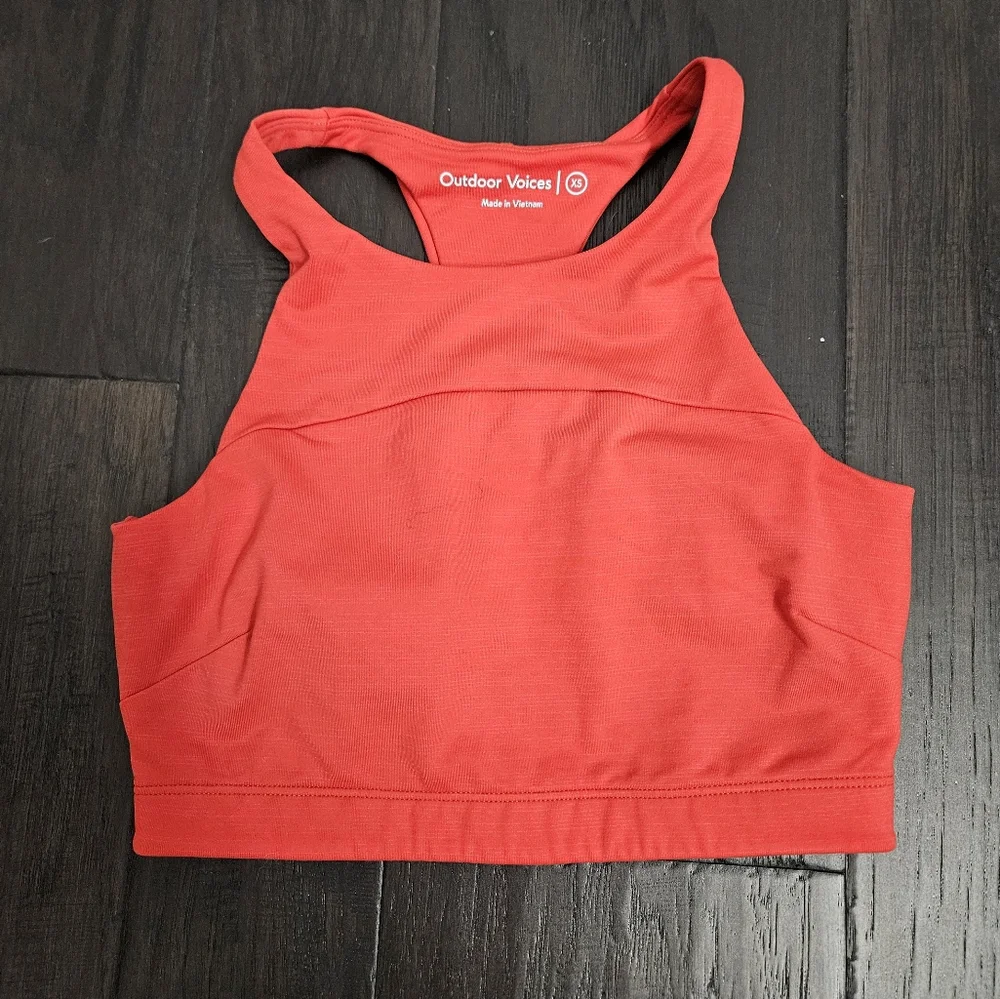 Outdoor Voices TechSweat Move Free Crop Top Bra and leggings red xs - Picture 8 of 14